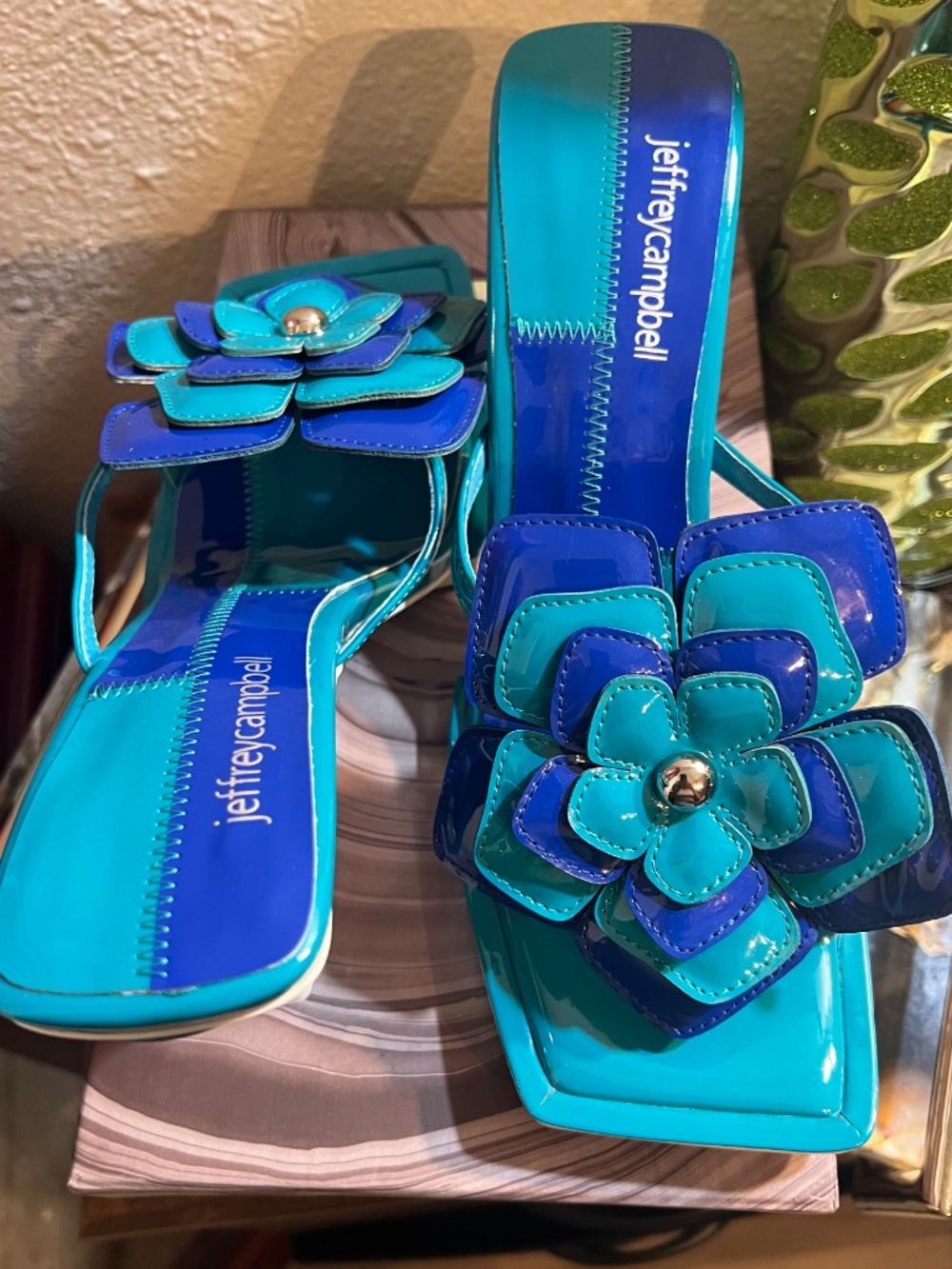 Brand New Jeffrey Campbell Planted Blue Combo Sandals - Picture 2 of 9
